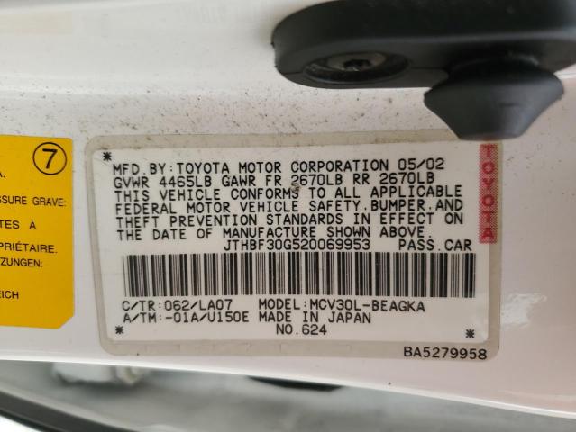 2002 Lexus Es 300 VIN: JTHBF30G520069953 Lot: 52170194