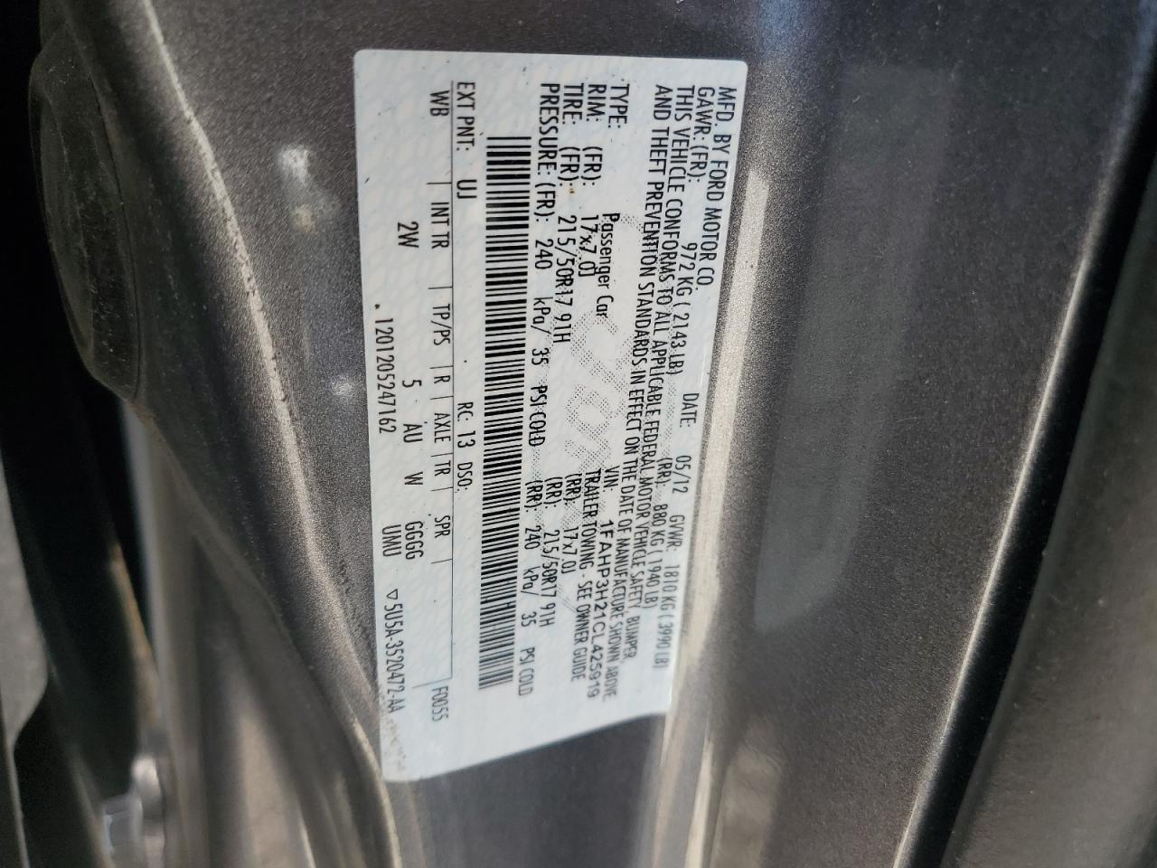 1FAHP3H21CL425919 2012 Ford Focus Sel