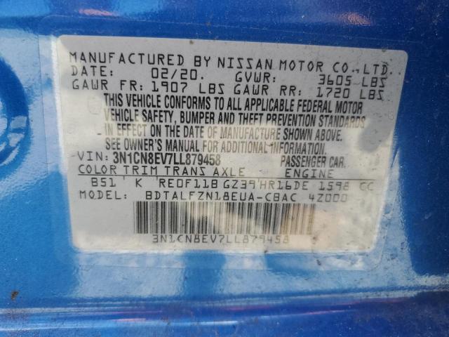 2020 Nissan Versa Sv VIN: 3N1CN8EV7LL879458 Lot: 49619694