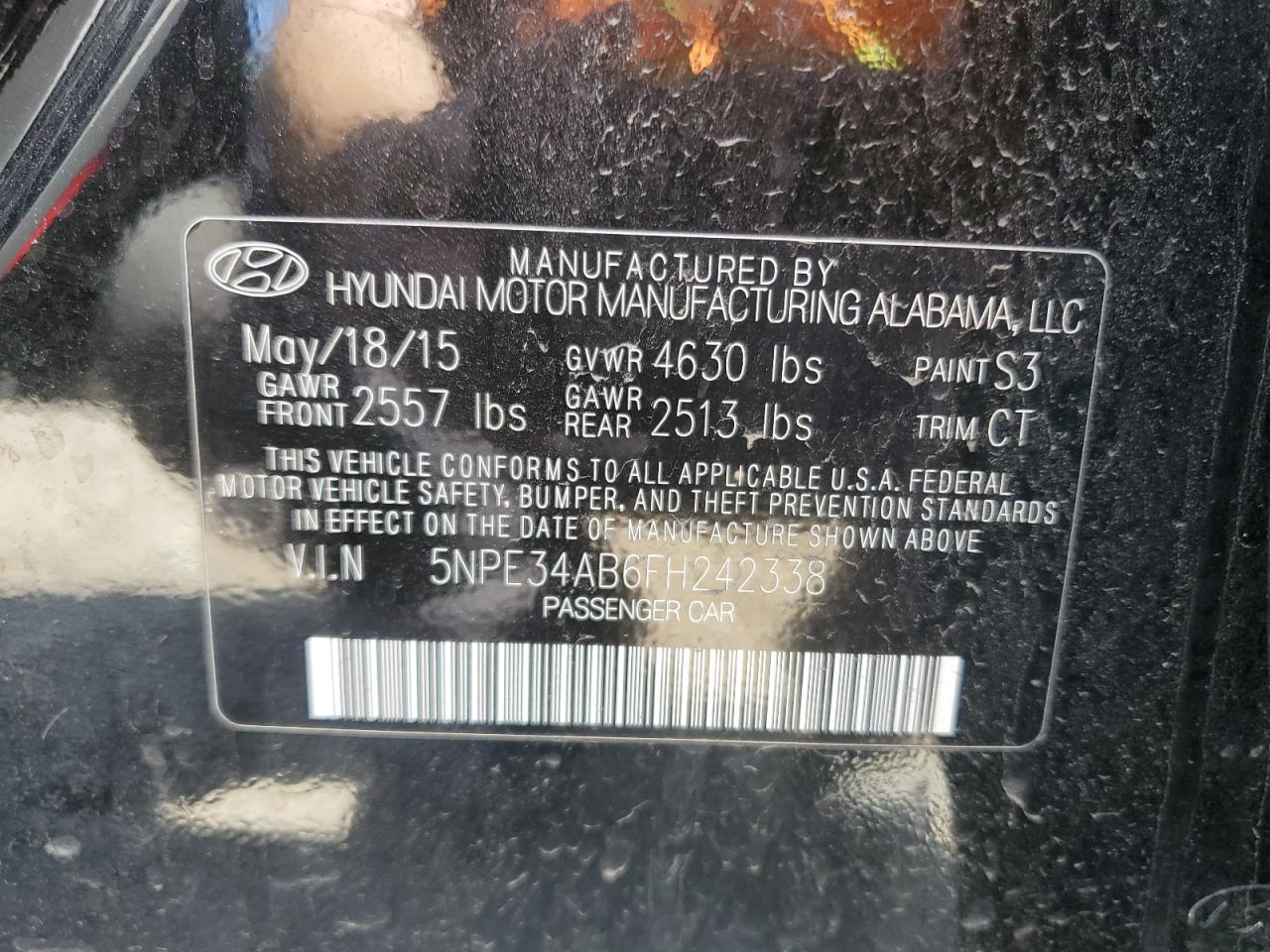 5NPE34AB6FH242338 2015 Hyundai Sonata Sport