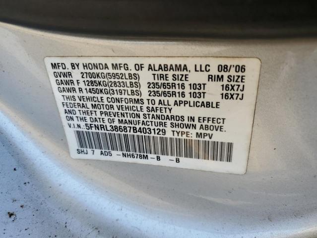 2007 Honda Odyssey Exl VIN: 5FNRL38687B403129 Lot: 50467624