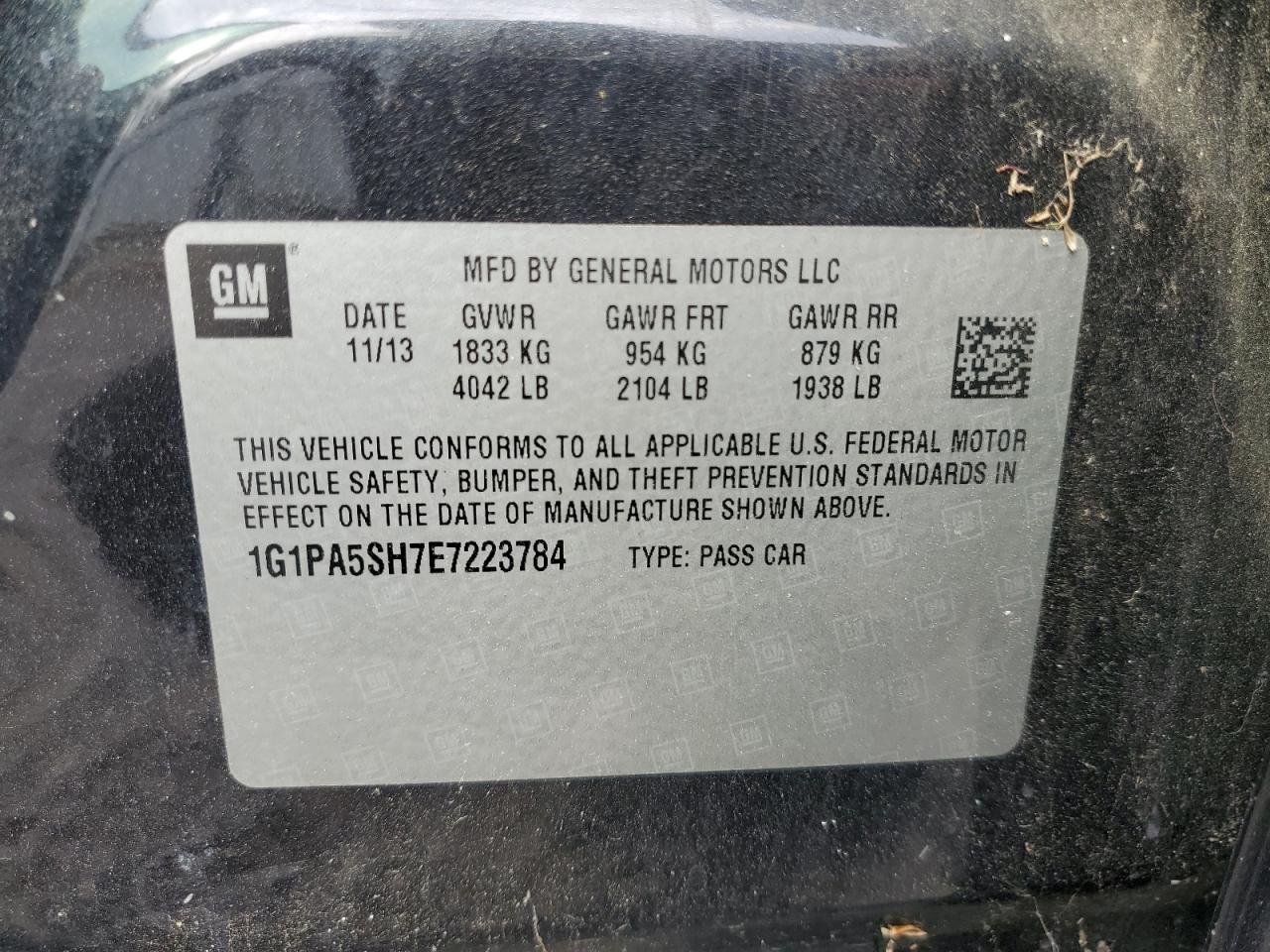 1G1PA5SH7E7223784 2014 Chevrolet Cruze Ls