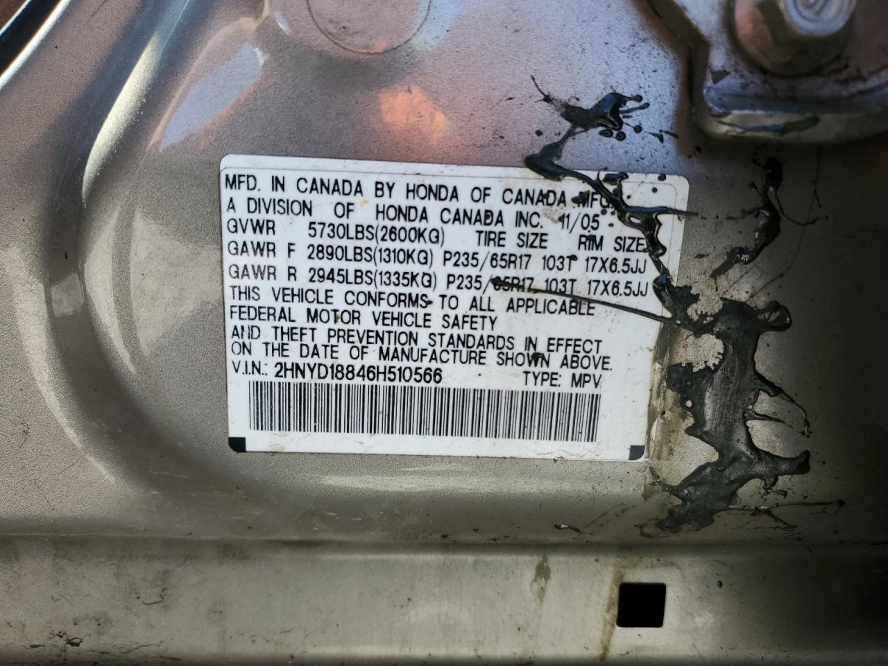 2HNYD18846H510566 2006 Acura Mdx Touring