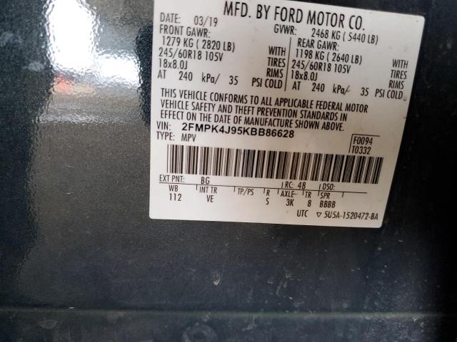 2019 Ford Edge Sel VIN: 2FMPK4J95KBB86628 Lot: 51914404