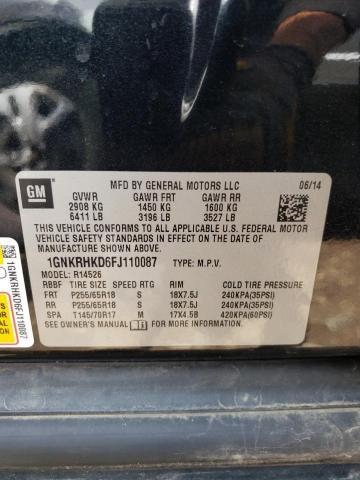 2015 Chevrolet Traverse Lt VIN: 1GNKRHKD6FJ110087 Lot: 51704654