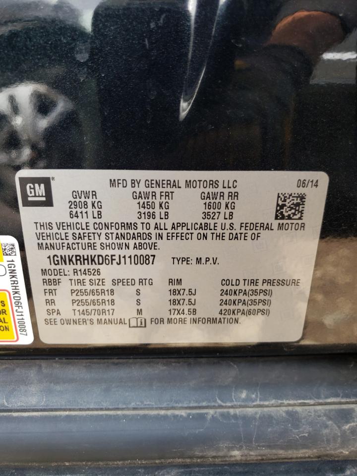 1GNKRHKD6FJ110087 2015 Chevrolet Traverse Lt