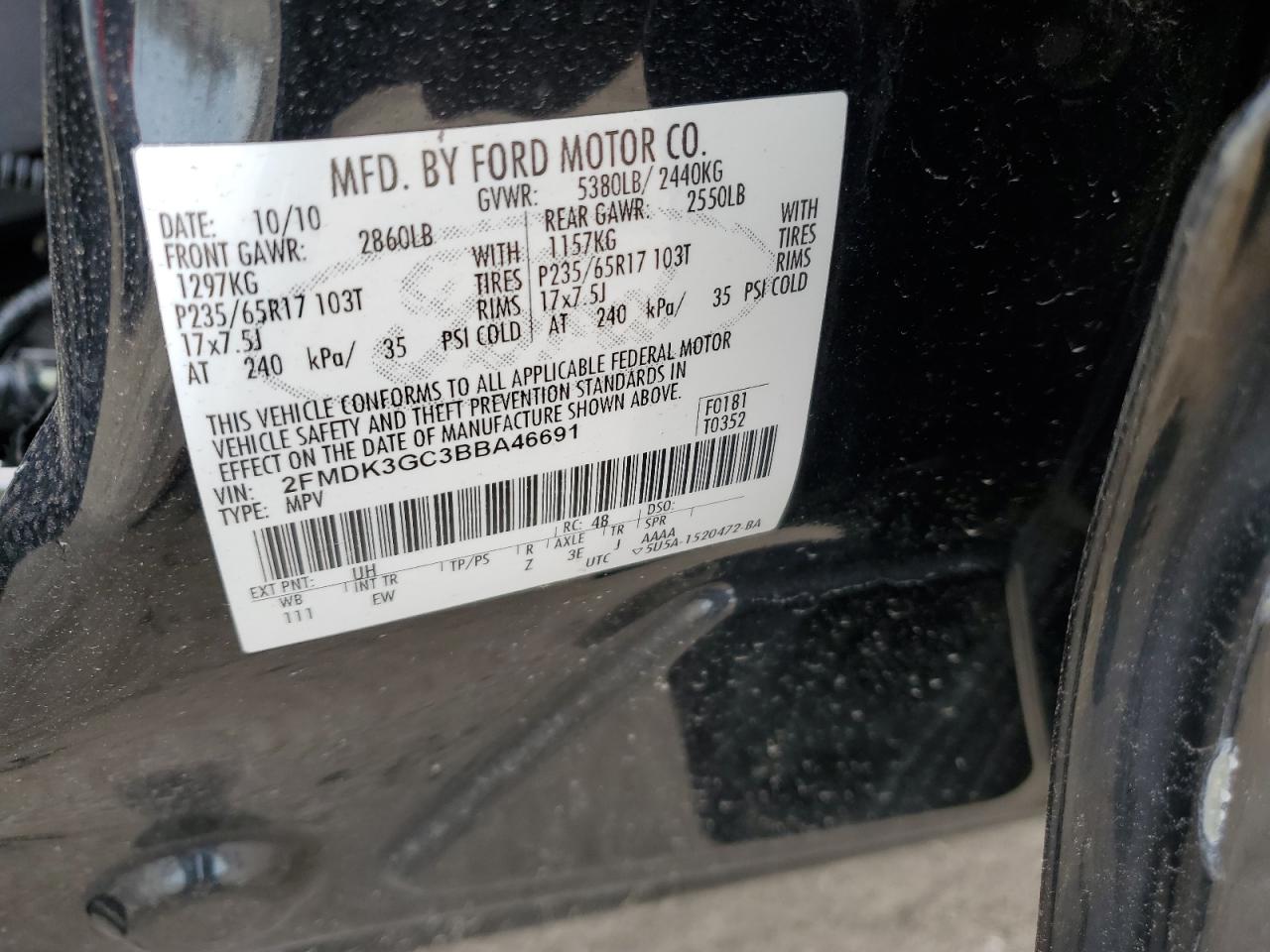 Lot #3029632133 2011 FORD EDGE SE