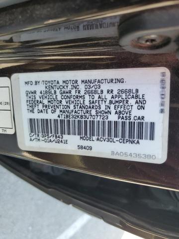 2003 Toyota Camry Le VIN: 4T1BE32K83U707723 Lot: 50265774