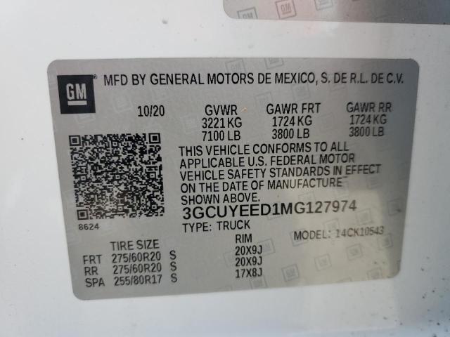 2021 Chevrolet Silverado K1500 Rst VIN: 3GCUYEED1MG127974 Lot: 50482724