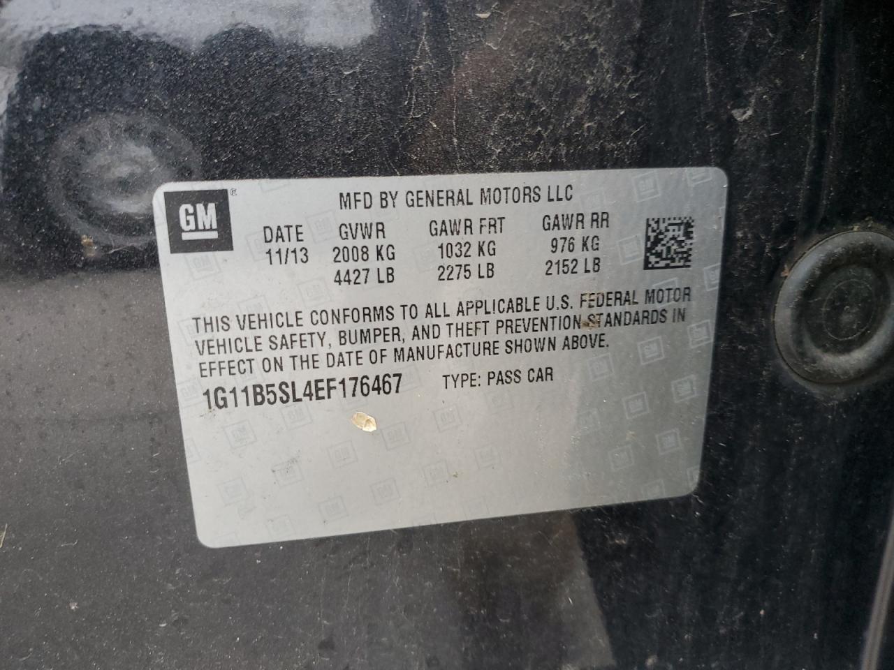 1G11B5SL4EF176467 2014 Chevrolet Malibu Ls