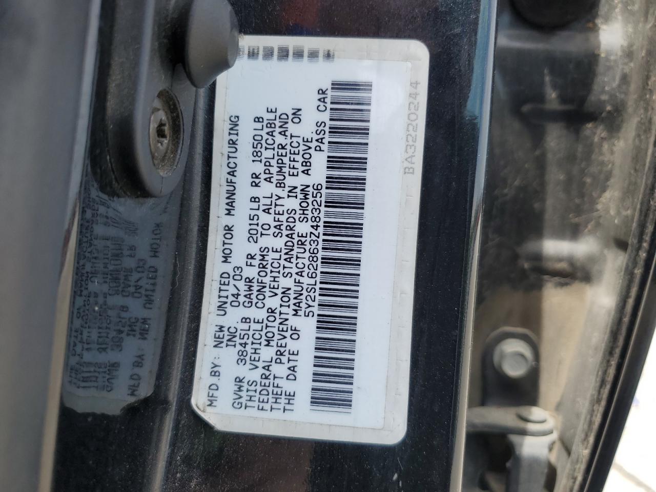 5Y2SL62863Z483256 2003 Pontiac Vibe