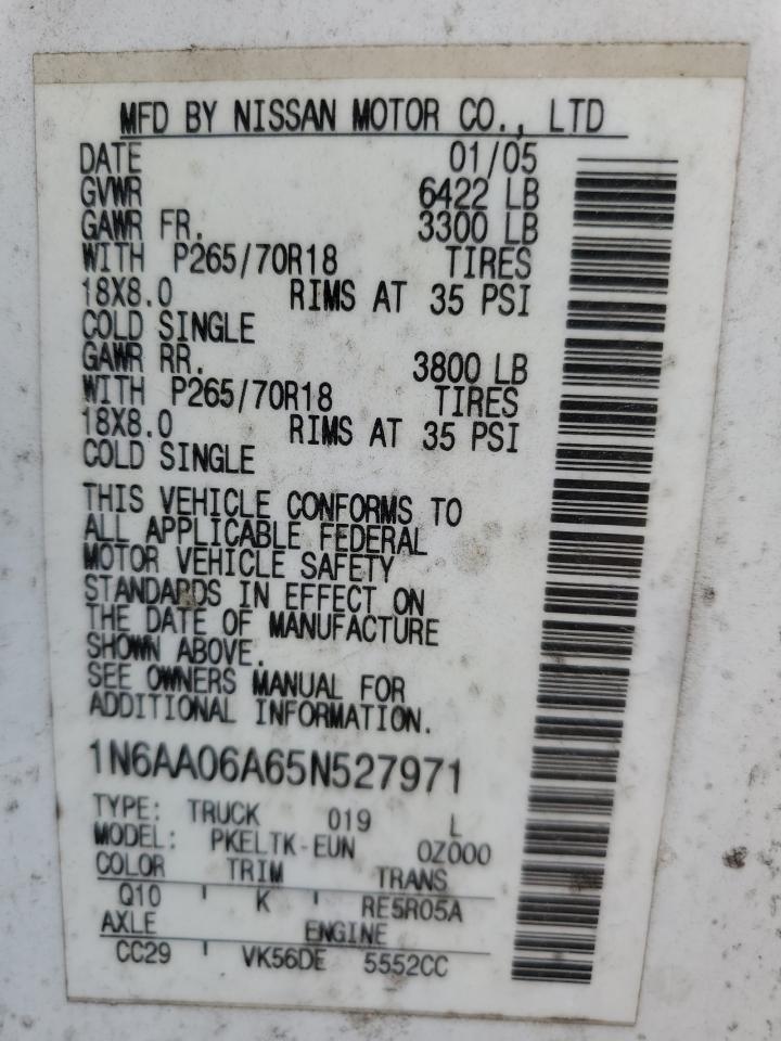 1N6AA06A65N527971 2005 Nissan Titan Xe