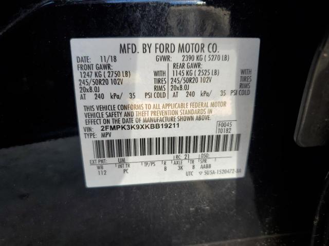 2019 Ford Edge Titanium VIN: 2FMPK3K9XKBB19211 Lot: 51832204