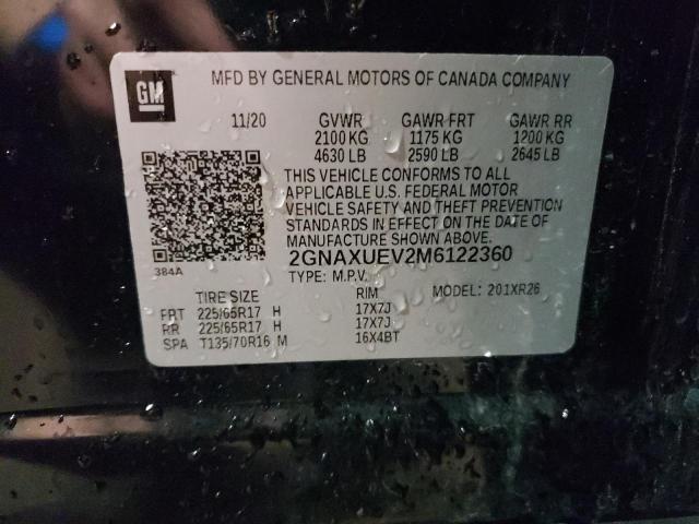 2021 CHEVROLET EQUINOX LT - 2GNAXUEV2M6122360