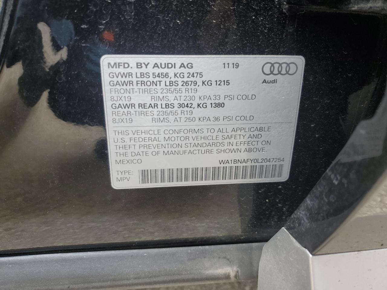 WA1BNAFY0L2047254 2020 Audi Q5 Premium Plus