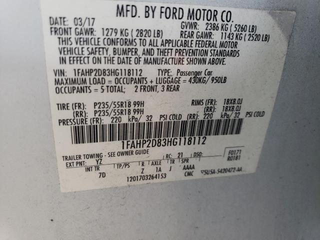 2017 Ford Taurus Se VIN: 1FAHP2D83HG118112 Lot: 51763174