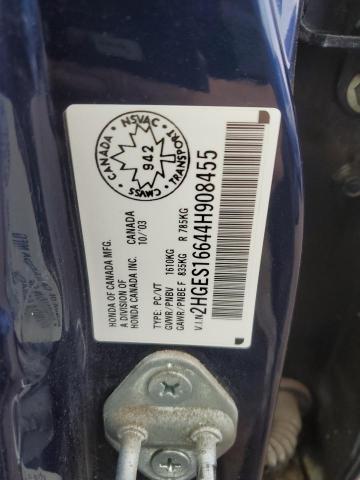 2004 Honda Civic Lx VIN: 2HGES16644H908455 Lot: 52345204