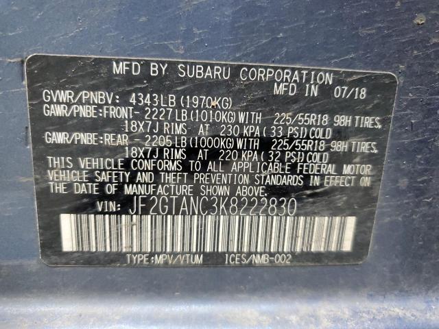 2019 SUBARU CROSSTREK - JF2GTANC3K8222830