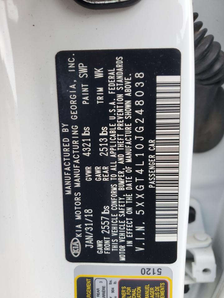 5XXGT4L10JG248038 2018 Kia Optima Lx