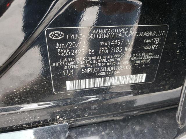 2013 Hyundai Sonata Se VIN: 5NPEC4AB3DH769167 Lot: 49857094