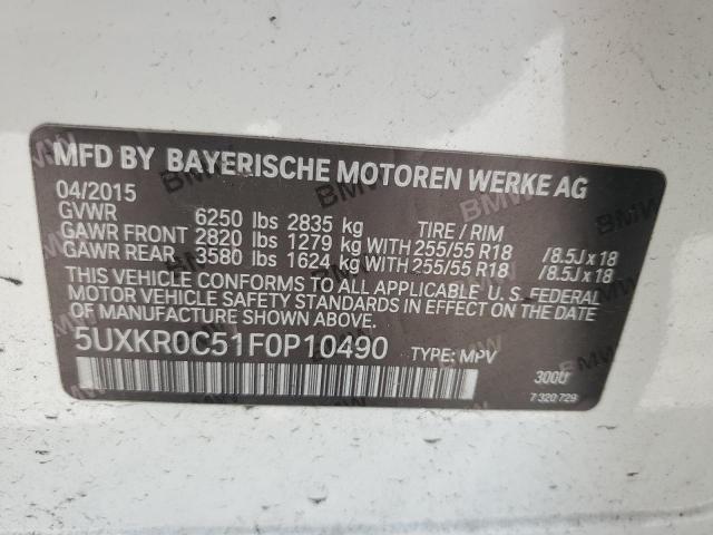 VIN 5UXKR0C51F0P10490 2015 BMW X5, Xdrive35I no.13