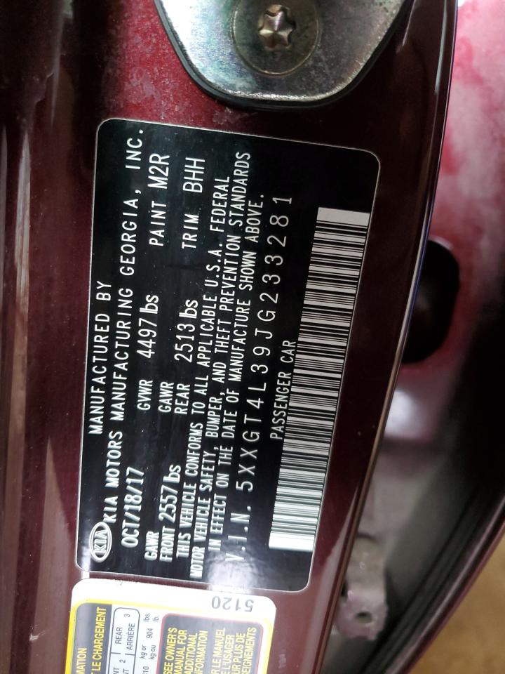 5XXGT4L39JG233281 2018 Kia Optima Lx