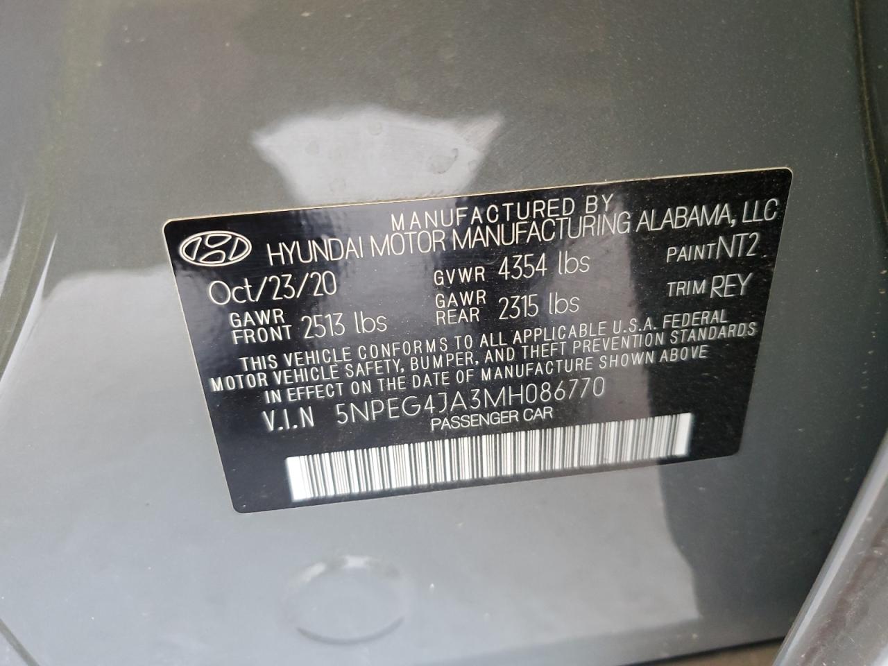5NPEG4JA3MH086770 2021 Hyundai Sonata Se