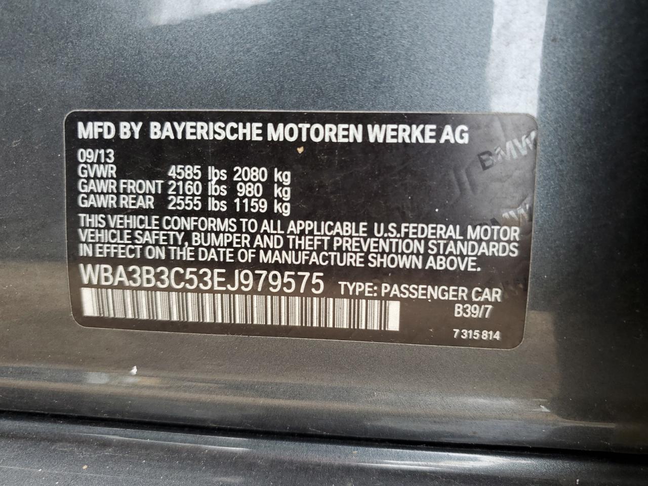 WBA3B3C53EJ979575 2014 BMW 328 Xi