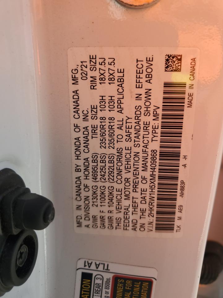 VIN: 2HKRW1H5XMH409868 2021 HONDA CRV