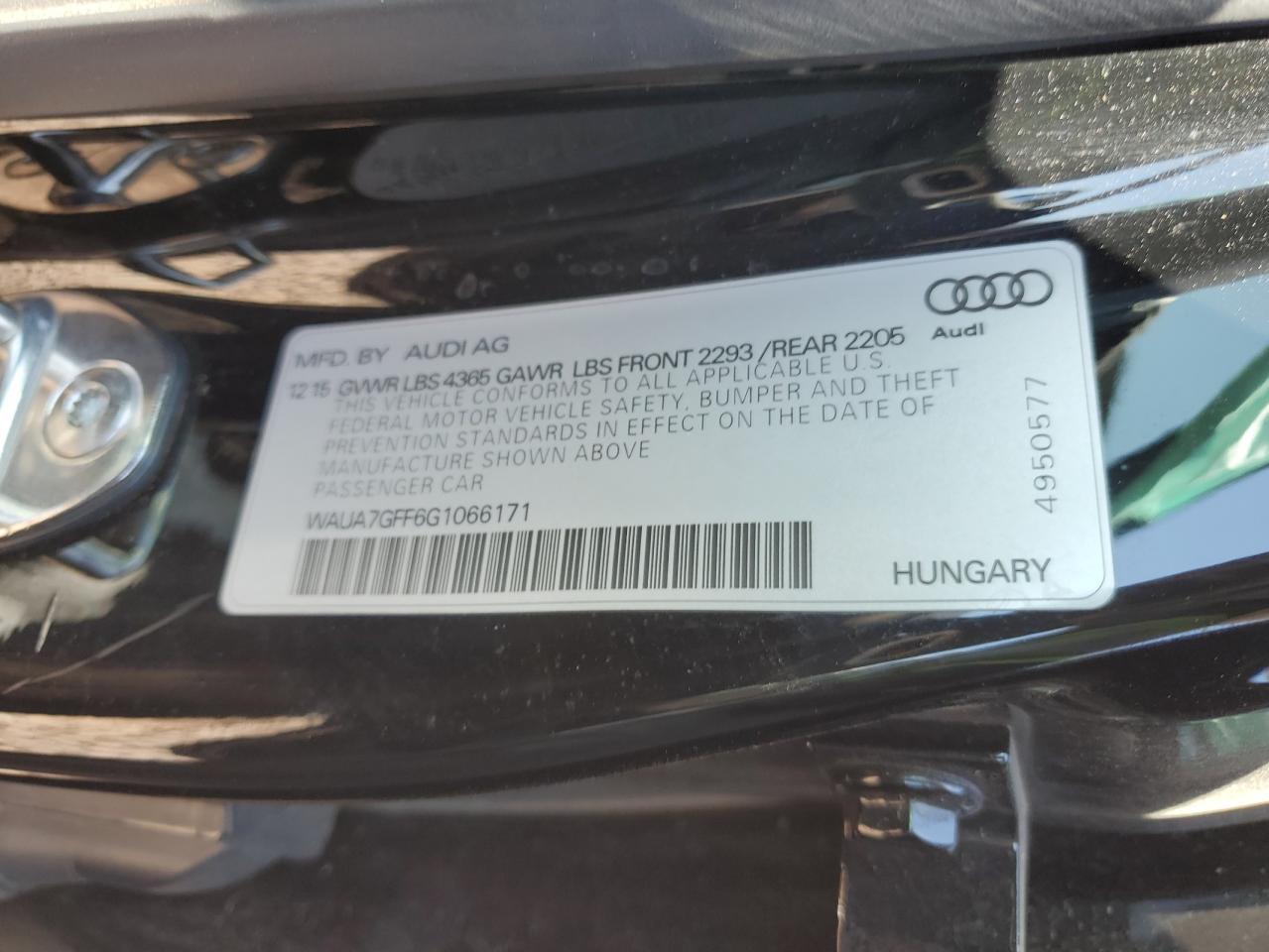 WAUA7GFF6G1066171 2016 Audi A3 Premium