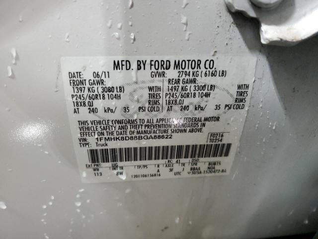 2011 Ford Explorer Xlt VIN: 1FMHK8D88BGA88622 Lot: 40538284