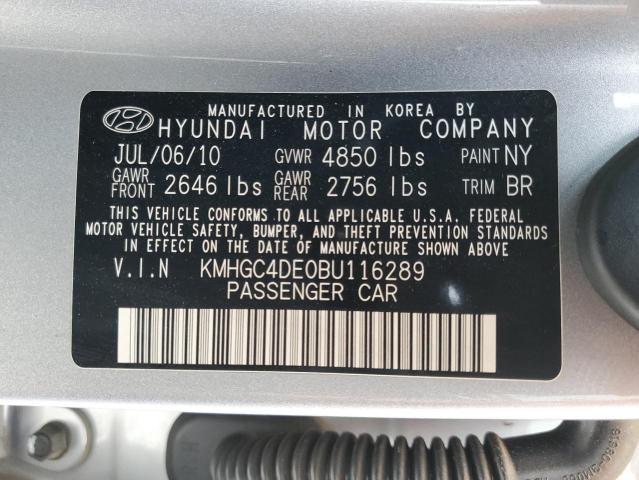 2011 Hyundai Genesis 3.8L VIN: KMHGC4DE0BU116289 Lot: 51290774