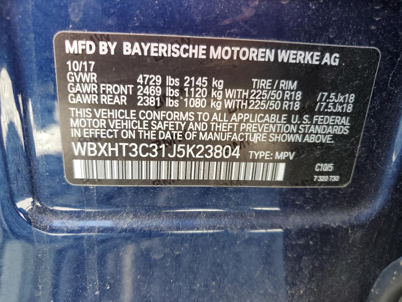 WBXHT3C31J5K23804 2018 BMW X1 xDrive28I