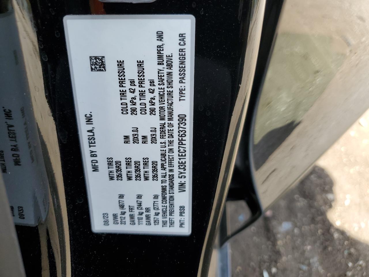 5YJ3E1EC7PF637390 2023 Tesla Model 3