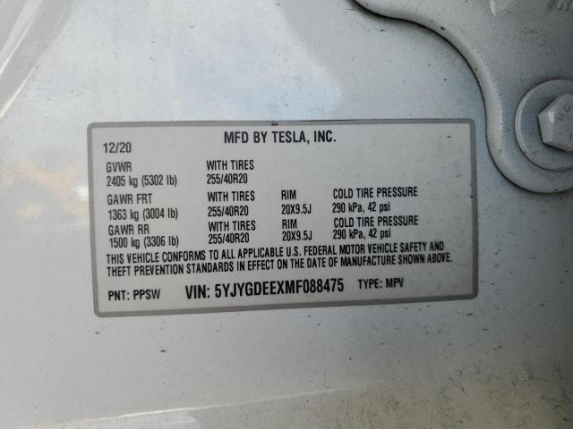 2021 Tesla Model Y VIN: 5YJYGDEEXMF088475 Lot: 51246514