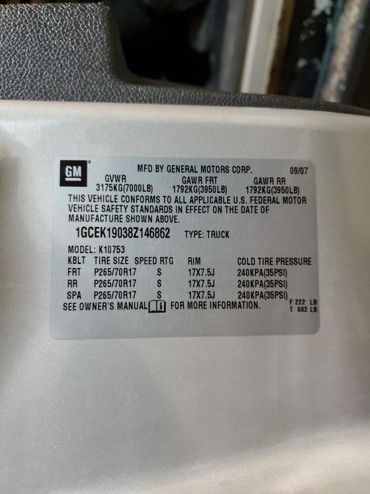 1GCEK19038Z146862 2008 Chevrolet Silverado K1500