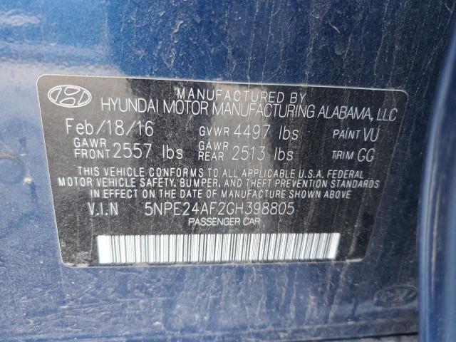 2016 Hyundai Sonata Se VIN: 5NPE24AF2GH398805 Lot: 51837264
