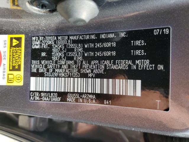 2019 TOYOTA HIGHLANDER - 5TDJZRFH9KS711353