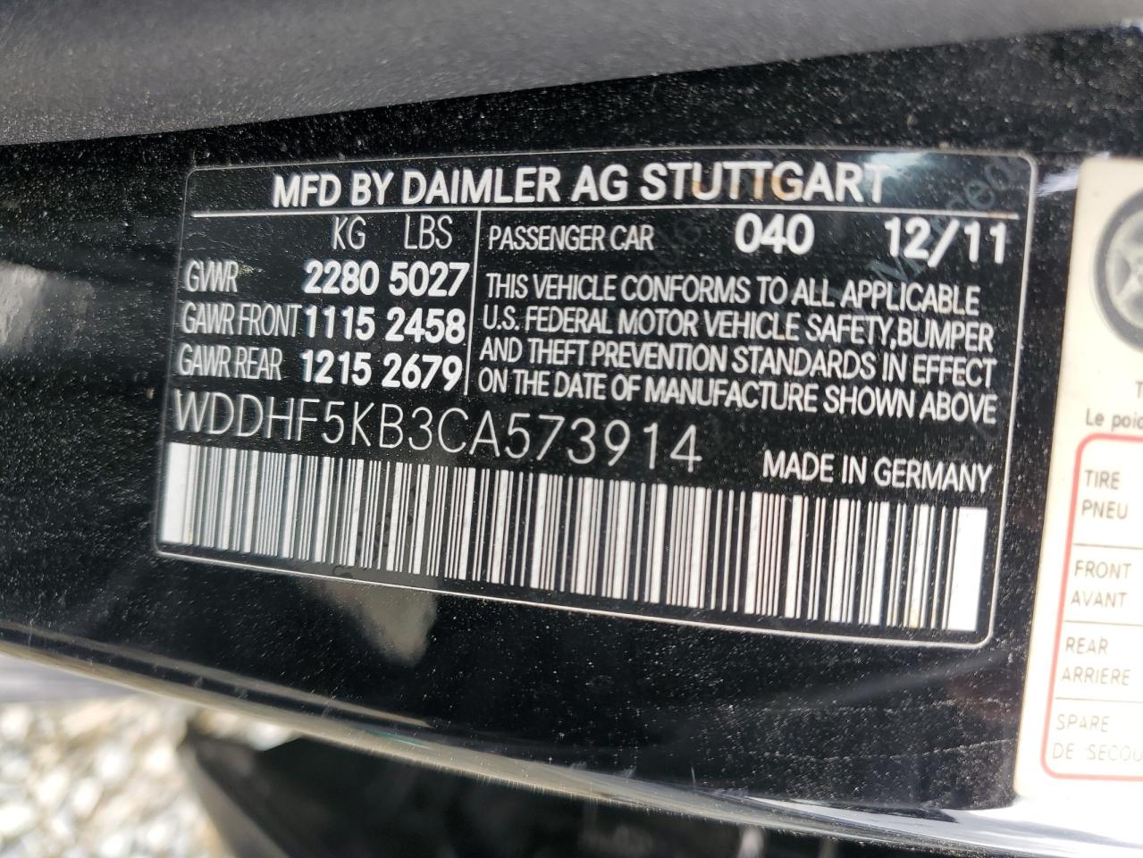 WDDHF5KB3CA573914 2012 Mercedes-Benz E 350