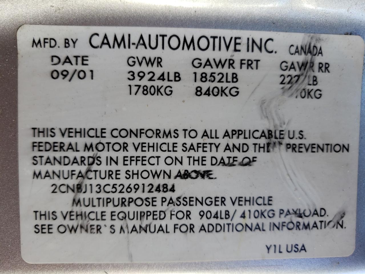 2CNBJ13C526912484 2002 Chevrolet Tracker