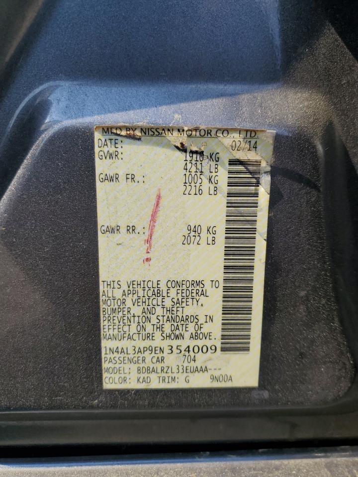 2014 Nissan Altima 2.5 vin: 1N4AL3AP9EN354009