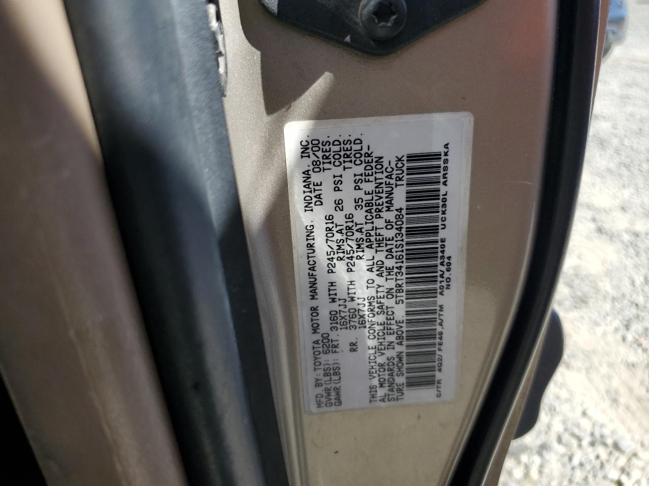 5TBRT34161S134084 2001 Toyota Tundra Access Cab