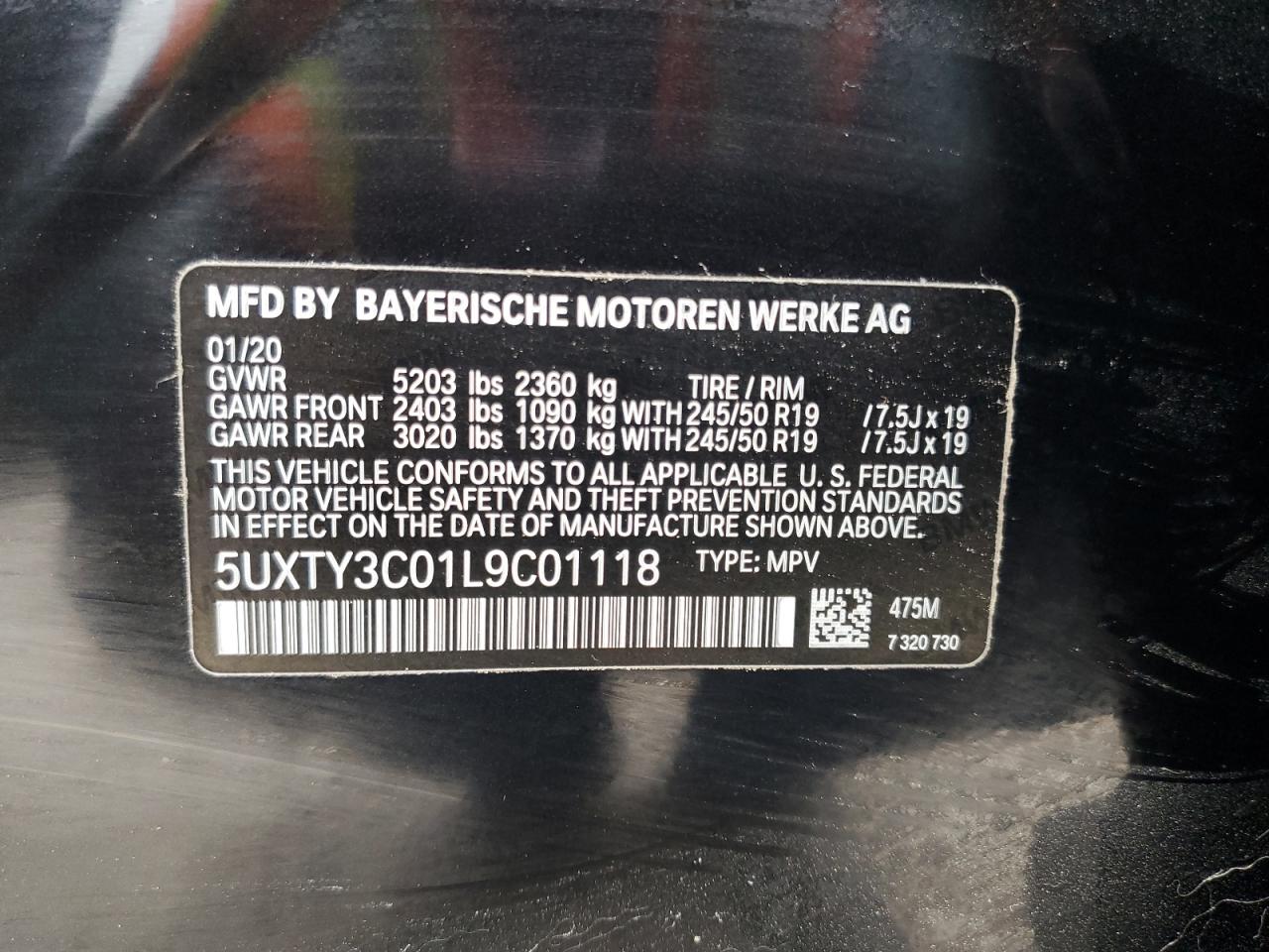 5UXTY3C01L9C01118 2020 BMW X3 Sdrive30I