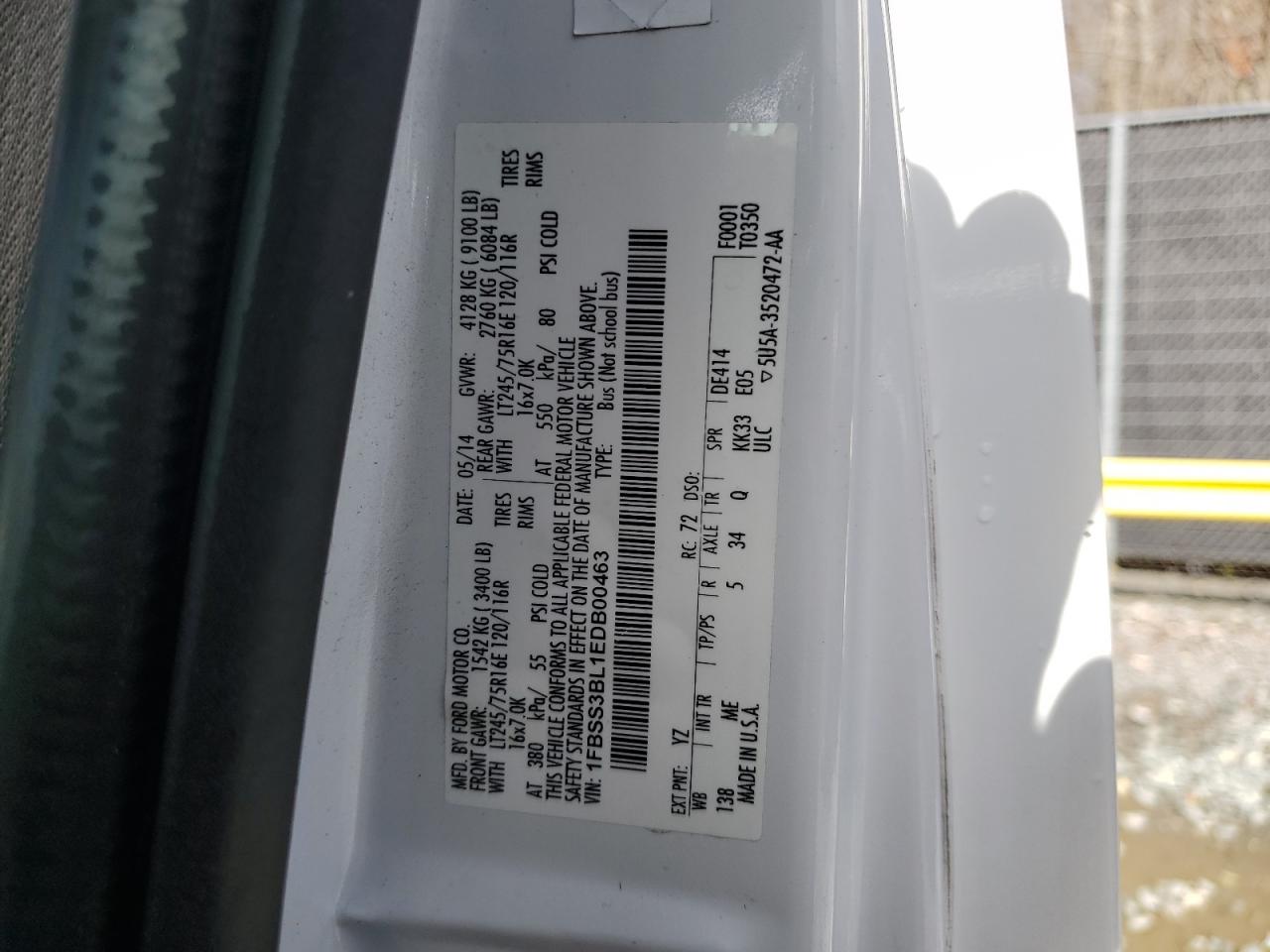 1FBSS3BL1EDB00463 2014 Ford Econoline E350 Super Duty Wagon