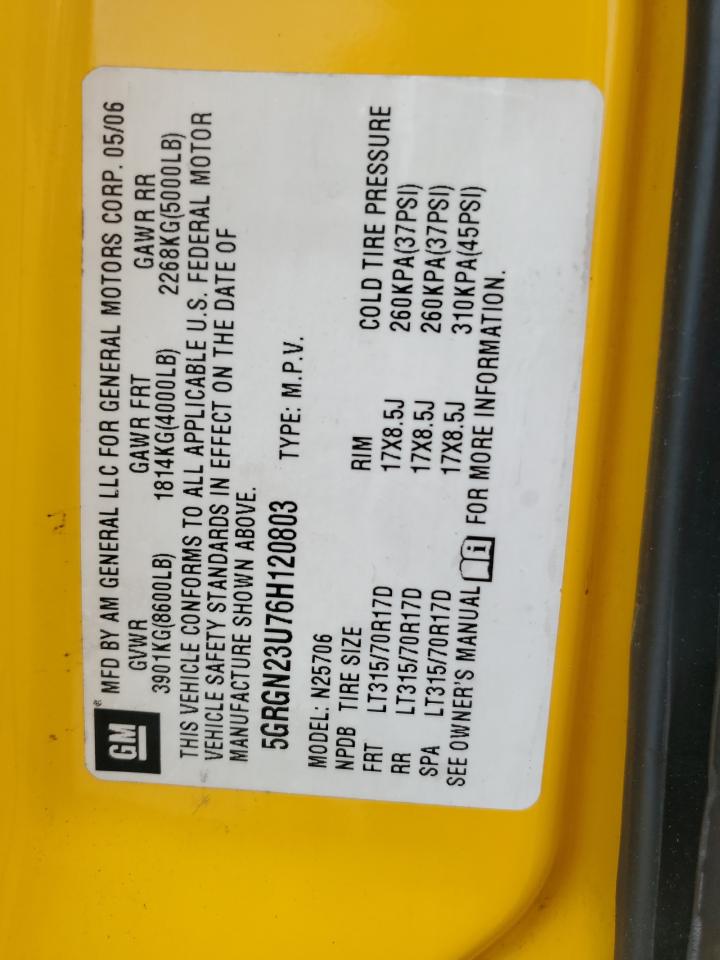 5GRGN23U76H120803 2006 Hummer H2