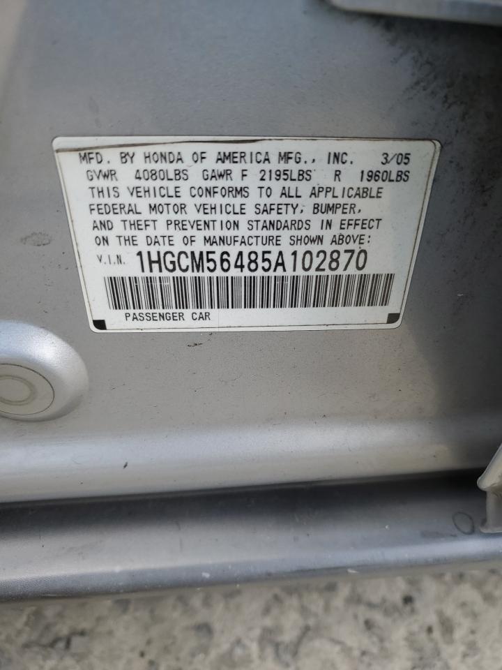 1HGCM56485A102870 2005 Honda Accord Lx