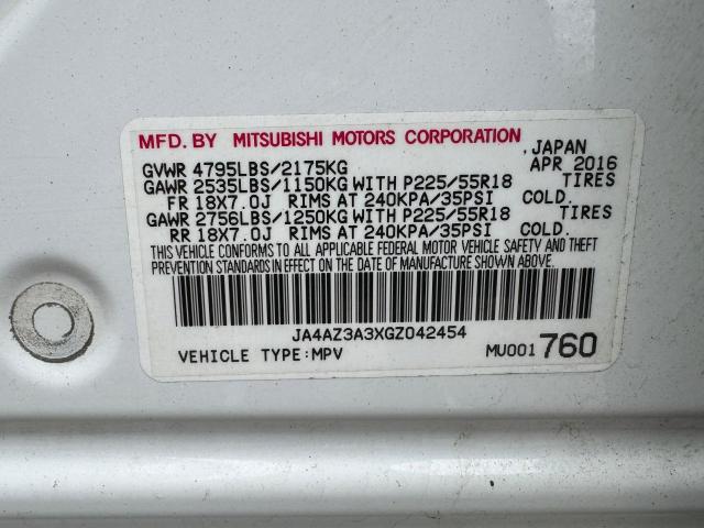 VIN JA4AZ3A3XGZ042454 2016 MITSUBISHI OUTLANDER no.10