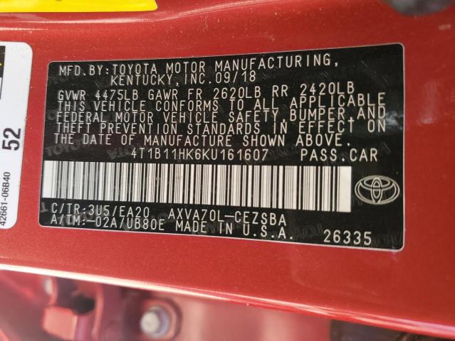 2019 TOYOTA CAMRY L - 4T1B11HK6KU161607