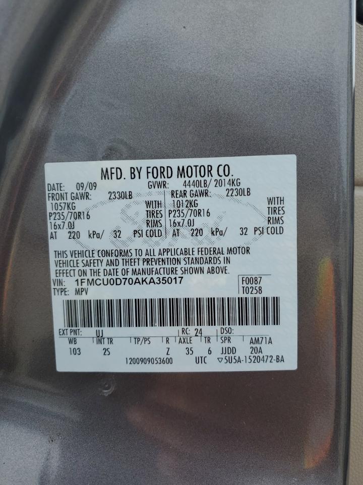 1FMCU0D70AKA35017 2010 Ford Escape Xlt