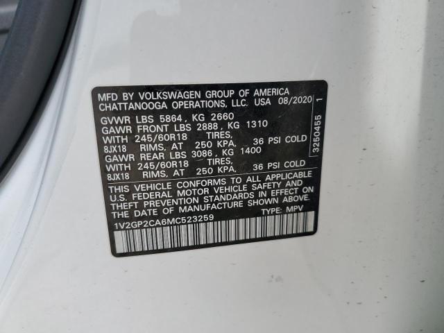 VIN 1V2GP2CA6MC523259 Volkswagen Atlas S 2021 12